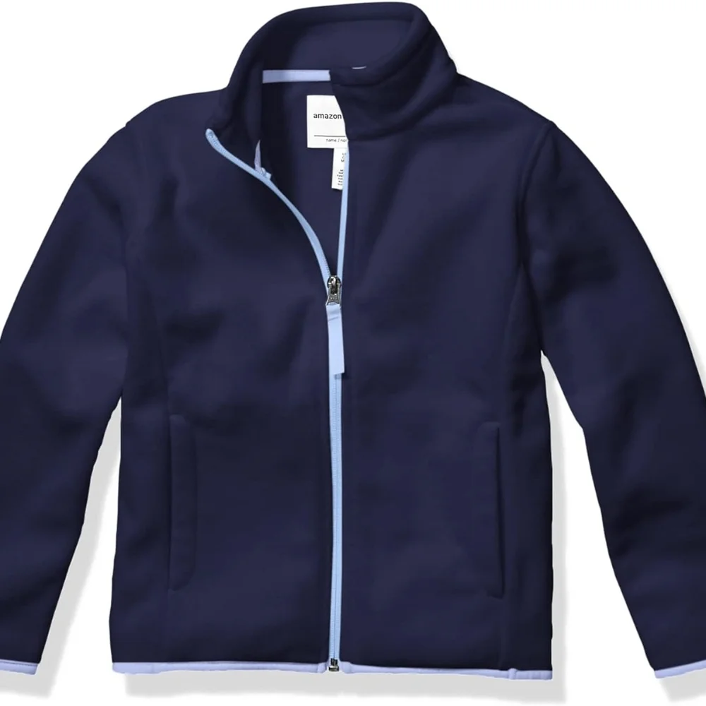 Amazon Essentials Large Navy Blue Girls' Polar Fleece Full-Zip Jacket